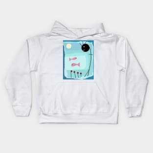 Kid and Aquarium Stick Figure Kids Hoodie